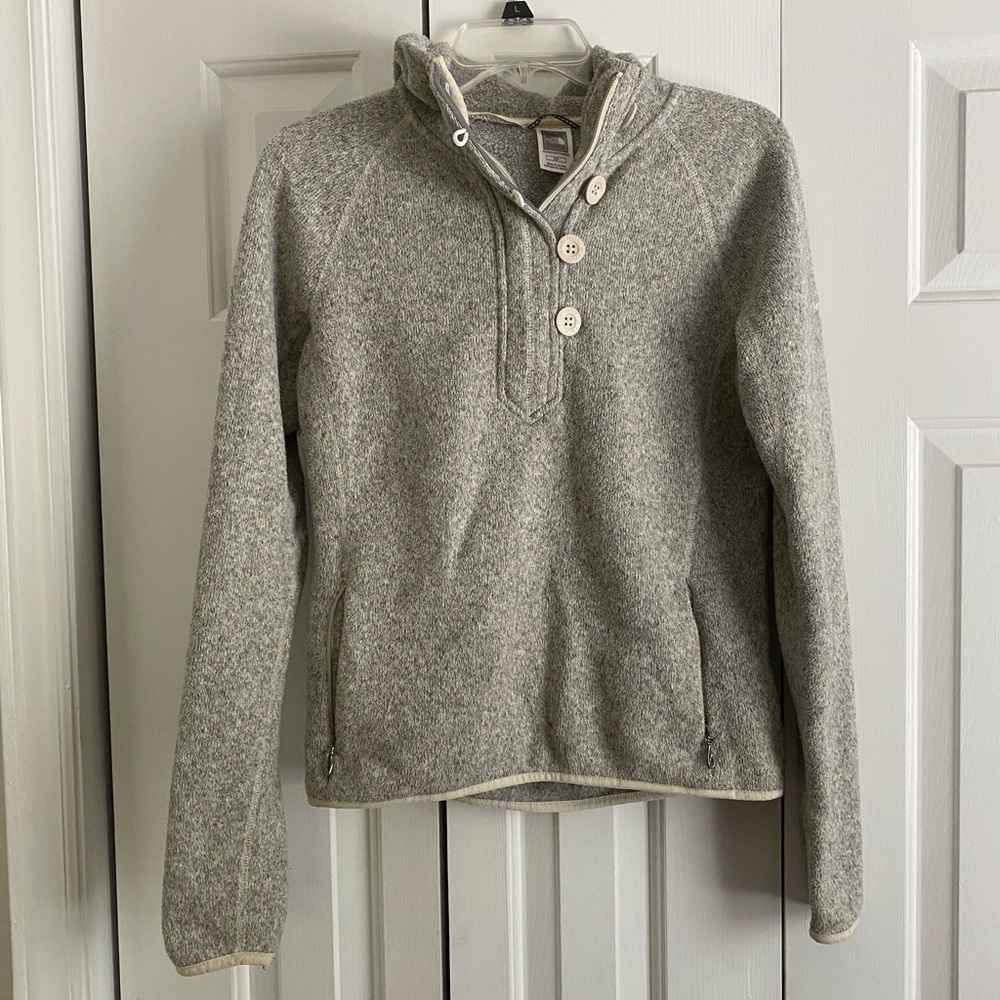 The North Face quarter-zip hoodie sweatshirt size small grey color